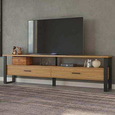 Imagem de Rack Industrial 220cm 2 Gavetas Pradel Móveis Freijó/preto Fosco