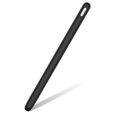 Imagem de Estojo de silicone para Apple Pencil 2ª geração, suporte para carregamento sem fio e toque duplo, suporte para lápis leve e antiderrapante (preto)