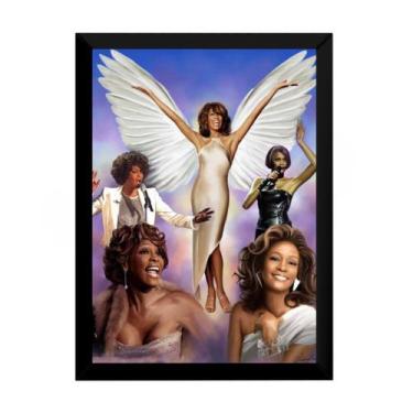 Imagem de Quadro Whitney Houston Musica Arte Moldura 42x29cm - Fanarte