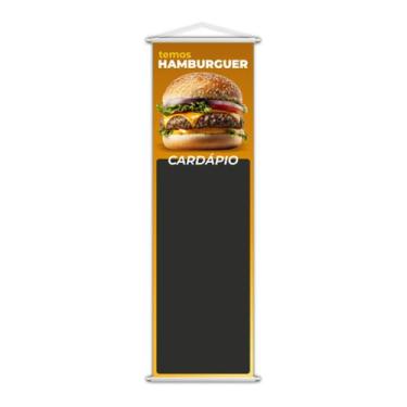 Imagem de Banner Temos Hambúrguer Lanche Cardápio Fundo Preto 100x30cm - PlimSho
