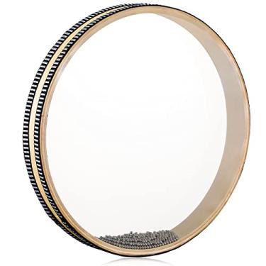 Imagem de Tambor marítimo 30,5 cm ondulado percussão tambor de som cor natural bateria onda com concha de madeira marinha instrumento musical percussão para materiais escolares em casa