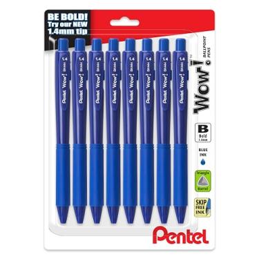 Imagem de Pentel Uau! Caneta esferográfica retrátil, (1,4 mm), linha negrita, tinta azul, pacote com 8 (BK444BP8C)