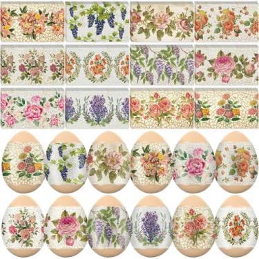 Imagem de Fullhawl 48 peças de manga termorretrátil para decoração de ovos de Páscoa embalagem de ovos Pysanka Pysanky adesivos para decoração de festa (decoupage)