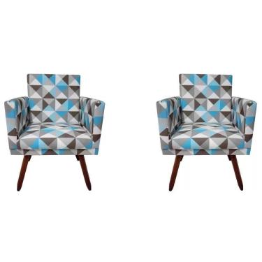 Imagem de Kit 2 Poltronas Nina Sala De Estar Triangulo Azul