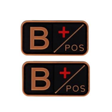 Imagem de Ruoming 2 peças externas 3D PVC borracha macia tipo sanguíneo médico, crachá de gancho de resgate, emblema de moral, acessório DIY (marrom B +)