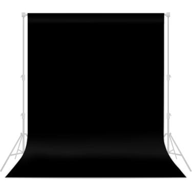 Imagem de Pano de fundo preto 2,4 x 3,7 m – Pano de fundo fotográfico profissional para sessões de fotos, estúdio e retratos, sem rugas, opaco, lavável na máquina, poliéster, não desbota, reutilizável para