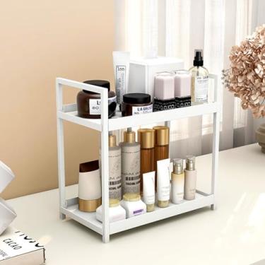 Imagem de kaileyouxiangongsi Organizador de bancada de banheiro de 2 camadas, bandeja de armazenamento de quarto ou suporte de especiarias de cozinha, organizador de perfume para cuidados com a pele para cômoda
