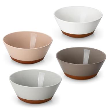 Imagem de MALACASA Tigelas de sopa, tigelas de salada de cerâmica, conjunto de 4 tigelas de cerâmica de 1000 ml para ramen, cereais, frutas e fósforo, seguras para micro-ondas e lava-louças, tigelas profundas