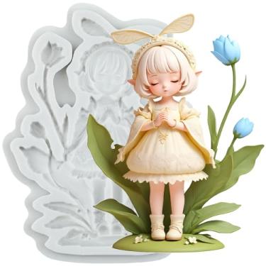 Imagem de MYPRACS Molde de silicone para fondant Flower Fairy Girl para decoração de bolo de açúcar, topo de cupcake, pasta de goma de chocolate, argila de polímero