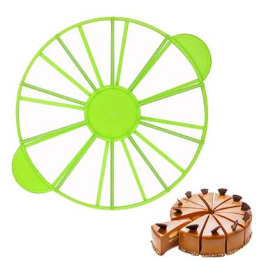 Imagem de Cortador de porções de bolo, divisor de bolo, fatiador de cheesecake, fatiador de bolo para fatias uniformes, marcador de porção de bolo dupla face, 10 ou 12 fatias - verde