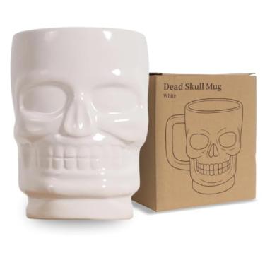 Imagem de Caneca de café de caveira humana e decoração gótica, copo de cerâmica novidade para bebidas quentes e frias, canecas de café exclusivas para copo de Halloween, decoração de casa bruxa, presentes