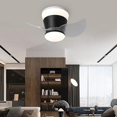 Imagem de Ventiladores de teto silenciosos para quarto infantil com luzes e motor DC reversível remoto 6 velocidades LED Ventiladores de teto com luz de 3 cores com lâmpadas e temporizador verão e inv