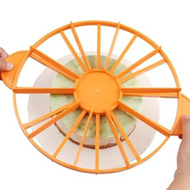 Imagem de ZJchao Fatiador de Bolo, Cortador de Bolo, Diâmetro de 10,6 Polegadas, Fatia de de Plástico, 10 ou 12 Partes Iguais (Amarelo 126g/4,4 onças (280))