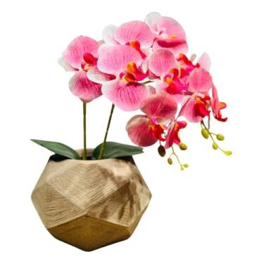 Imagem de Arranjo De Orquidea Rosa Decoração Sala Com Vaso Rose Esfera Tamanho M