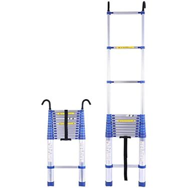 Imagem de OKUOKA Escada telescópica de alumínio com gancho, escadas de extensão telescópica de 8 m/7 m/6 m/5 m/4 m/3 m/2 m/1 m de altura para trabalho ao ar livre, carga de 150 kg (tamanho: 2,1 m/6,8 pés