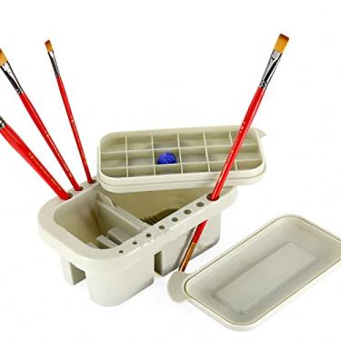 Imagem de Porta-canetas multifunções de plástico, porta-canetas, balde de lavagem, barril, pincel, balde