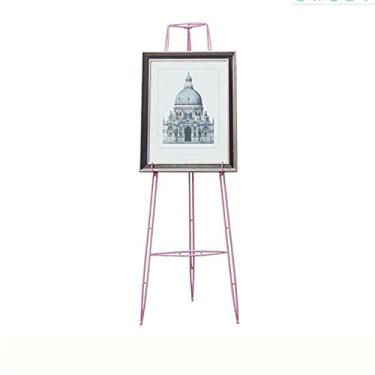 Imagem de Cavalete de pintura a óleo de ferro vintage, suporte de pôster minimalista ajustável, tripé de exibição de fotos de loja de casamento, ângulo ajustável, rosa - 130 cm