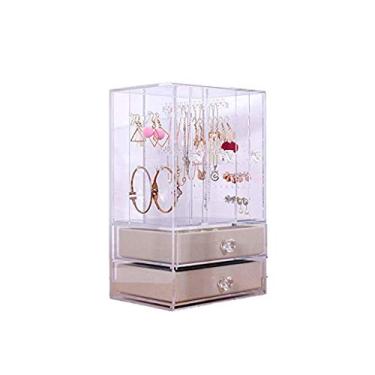 Imagem de BSNANCA Caixa de joias, caixa de armazenamento de joias, pequena caixa de joias de viagem, pode ser colocada pulseiras, brincos, anéis, presente para mulheres, mãe, filha