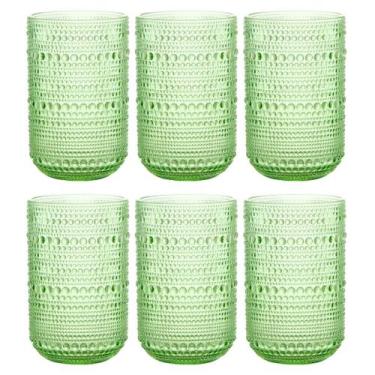 Imagem de Jogo C/ 6 Copos de Vidro Pérola Verde 460ml Luxo Bebidas Água Suco - L