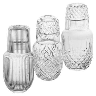 Imagem de Garrafa Lyor 500ml Moringa Vidro Cristal Sortido com Copo Tampa 145ml 