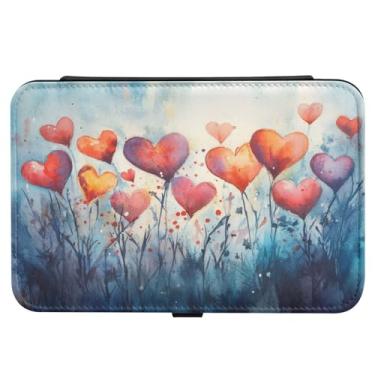 Imagem de Burbuja Caixa de joias de viagem com corações de dia dos namorados, presente para mulheres e meninas, estojo de joias portátil de couro PU organizador para brincos, anéis, colares e pulseiras