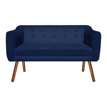 Imagem de Sofá Retrô Namoradeira Júlia 2 Lugares Suede Azul Marinho - D'rossi