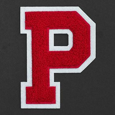 Imagem de Letra P - Patch de ferro universitário de ponto de chenille por pc, 11 cm, vermelho/branco, TR-11648
