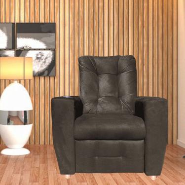 Imagem de Poltrona Do Papai Reclinável Suede Porta Copo Perola Marrom