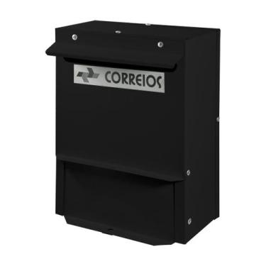 Imagem de Caixa Correio Preta Abertura Frontal Suporte Parede 20 x 28 x 11 Cm - 