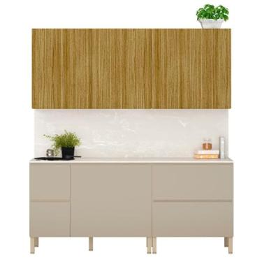 Imagem de Conjunto de Armarios Modulados Art com 8 Portas e 3 Gavetas Freijo/vanilla/riscatto Freijo