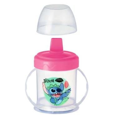 Imagem de Copo plástico infantil com alça e bico suspiro 220ml Stitch