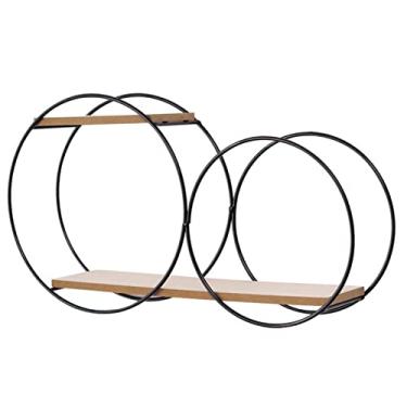 Imagem de Prateleiras de 2 camadas para parede, prateleiras decorativas flutuantes, prateleira de madeira montada na parede para quarto, sala de estar, cozinha e escritório