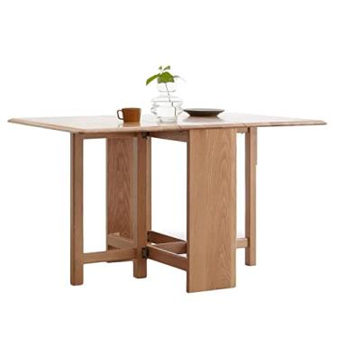 Imagem de Mesa dobrável que economiza espaço, mesa de jantar de carvalho, mesa de cozinha retangular de madeira maciça, três formas de mesa dobrável para cozinha doméstica, 130 x 80 x 75 cm (cor de madeira)