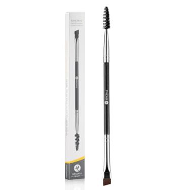 Imagem de KINGMAS Pincel de sobrancelha Spoolie Professional Pincel de sobrancelha angular de ponta dupla para forro e modelagem de sobrancelhas ou cílios (preto)
