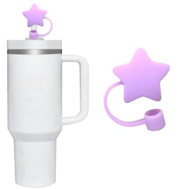 Imagem de Capa de palha de estrela roxa para copo Stanley de 40 e 850 g, tampa de cobertura de palha de silicone de 8 mm para acessórios de copo Stanley, bonito topo de palha para copos, tampa de palha para