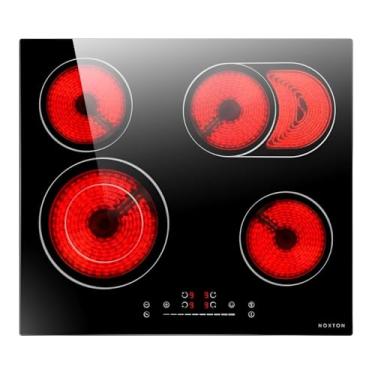 Imagem de Cooktop Elétrico 4 Bocas 60cm Preto Vidro Temperado Painel Deslizante 220-240V