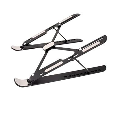 Imagem de GNAFETS Suporte dobrável de alumínio para laptop, suporte ergonômico de mesa com alças de borracha antiderrapantes, compatível com MacBook, iPad, Thinkpad, todos os laptops 10-17 (preto)