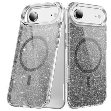 Imagem de LEMAXELERS Capa magnética para iPhone 17 Air, compatível com MagSafe, capa protetora de TPU transparente brilhante brilhante em policarbonato rígido fino à prova de choque para iPhone Air de 6,5