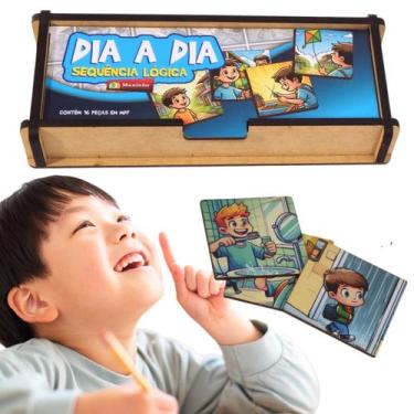 Imagem de Brinquedo Educativo Infantil Sequência Lógica Dia a Dia MDF - Maninho 