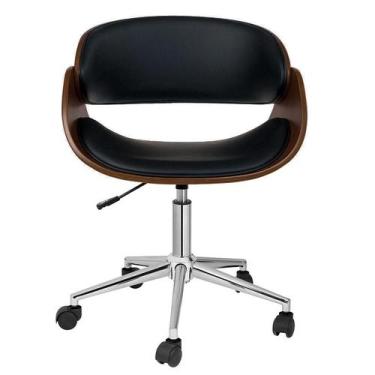 Imagem de Cadeira de Escritório Diretor Giratória Pilar Preta - Mobly