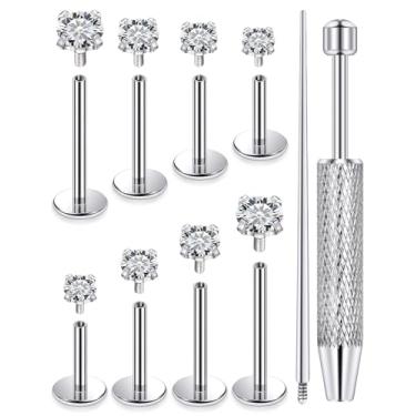 Imagem de Msndnkwo Medusa Piercing Joias de Aço Inoxidável Labret Joias Monroe Anéis Labiais Diferentes Tamanhos Tragus Concha Concha Helix Brinco Brinco Barra Comprimento 6 mm 8 mm 10 mm 12 mm