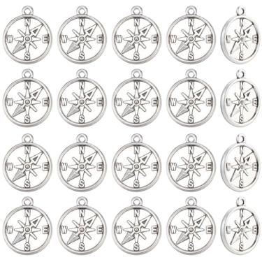 Imagem de SUNNYCLUE 1 caixa, 50 peças, berloques náuticos de metal, bússola, prata, liga a granel, tibetano, antigo, verão, Havaí, oceano, âncora, pequenos pingentes para fazer joias, colares, brincos