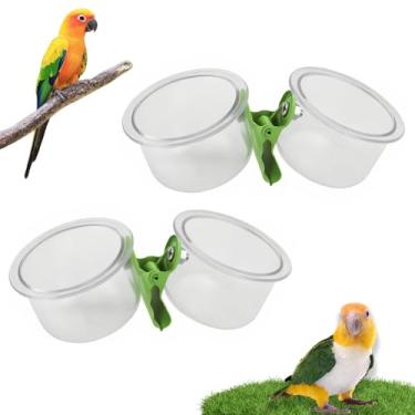 Imagem de 2 unidades de alimentador de plástico para pássaros com suporte de grampo para pássaros de tamanho pequeno, periquito, cinzas, conure, calopsitas, periquitos, chinchila