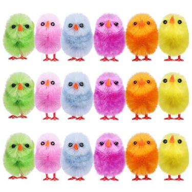 Imagem de NUOBESTY 18 peças de mini pintinhos de Páscoa, pintinhos de Páscoa fofos, brinquedos de galinha felpudos, decorações de galinhas falsas para festa faça-você-mesmo em casa