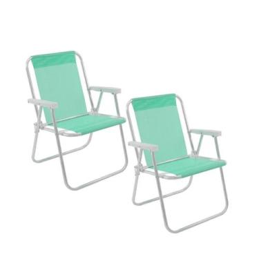 Imagem de Kit 2 Cadeiras De Praia Alta em Alumínio Verde Mormaii