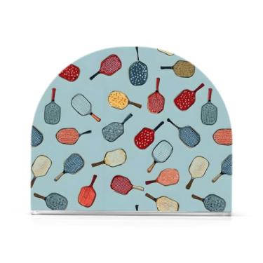 Imagem de Suporte de guardanapo de raquete pickleball, suporte de guardanapo para mesa, porta-guardanapos de cozinha para guardanapos de papel, dispensador de guardanapos para decoração de Natal