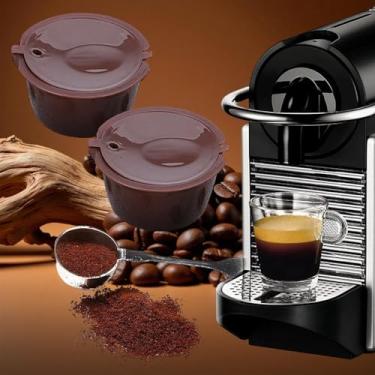 Imagem de 2 cápsulas de café reutilizáveis para máquina Nescafe Dolce Gusto, kit de copo de filtro de cápsula de café recarregável reutilizável (marrom, 5,2 x 5,2 x 3,5 cm)