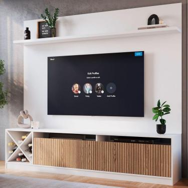 Imagem de Estante para TV Até 50 Polegadas Roma 2 Portas Branco/Brise - Quiditá Móveis