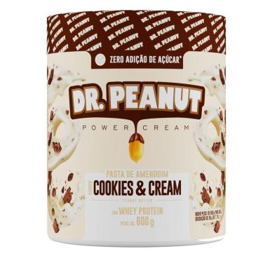 Imagem de Pasta de Amendoim Dr.Peanut Power Cream Cookies & Cream com Whey Protein 600g