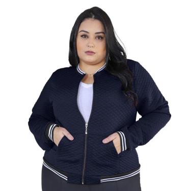 Imagem de Jaqueta Bomber Feminina Plus Size Com Bolsos G1 G2 G3 Blusa Frio Donna Martins